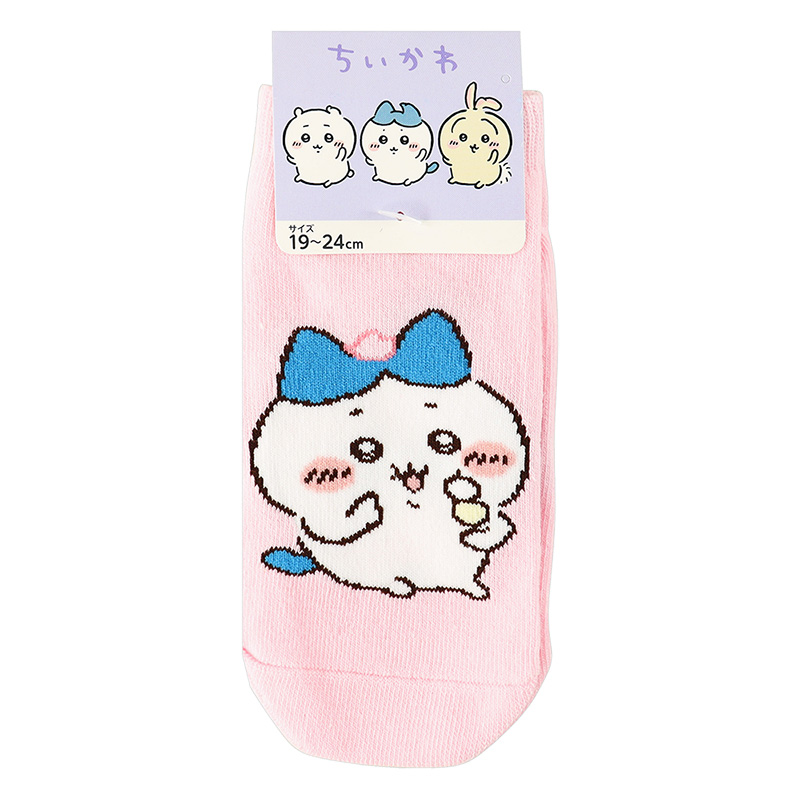 キッズ ちいかわ ハチワレ スニーカーソックス ピンク 19-24cm