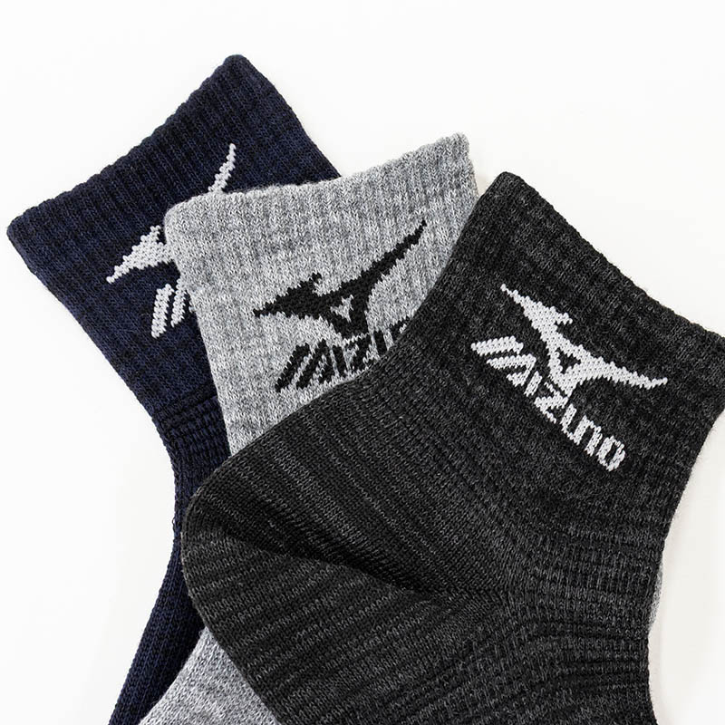 メンズ ミズノ WORK 強靭フィット 引揃 12cm丈 ダーク系 3足組