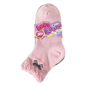 女児 LOVE ENERGY リボンフリル DRY ハイカットソックス 19-24cm 3足組