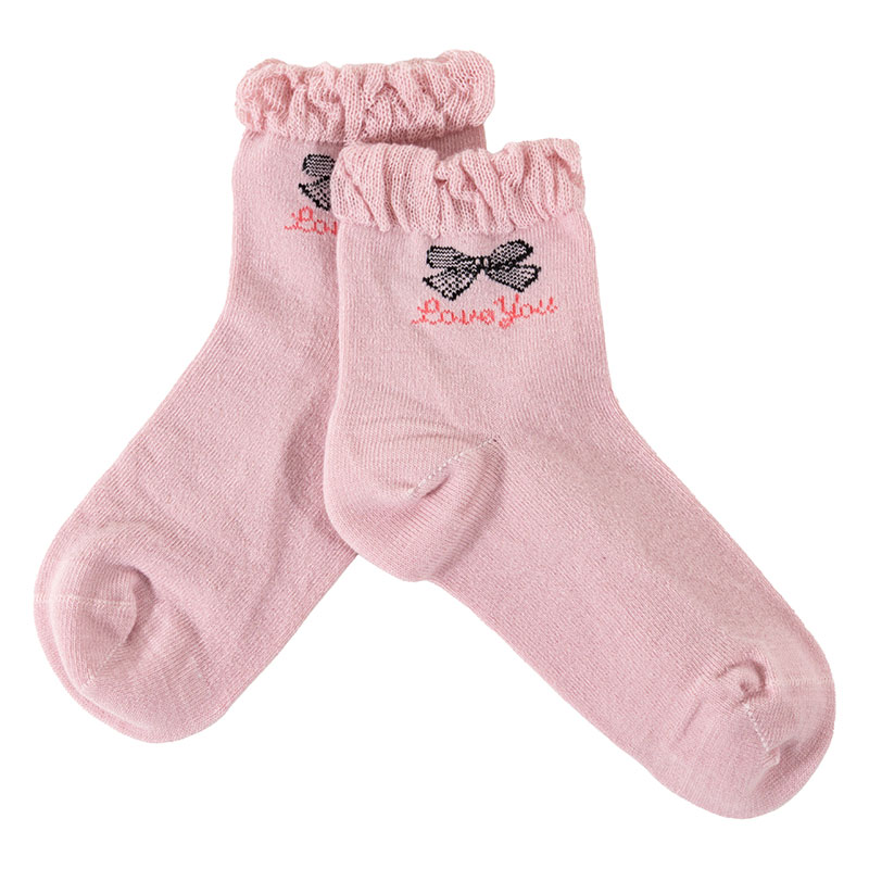 女児 LOVE ENERGY リボンフリル DRY ハイカットソックス 19-24cm 3足組