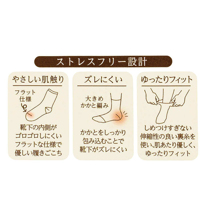 素肌ごこち レディース クルーソックス ドット ベージュ 23-25cm