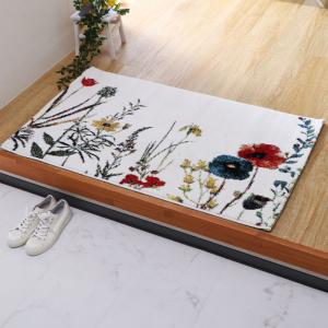 ウィルトン織玄関マット ボタニカル 60×90cm アイボリー