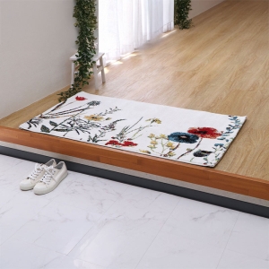 ウィルトン織玄関マット ボタニカル 70×120cm アイボリー