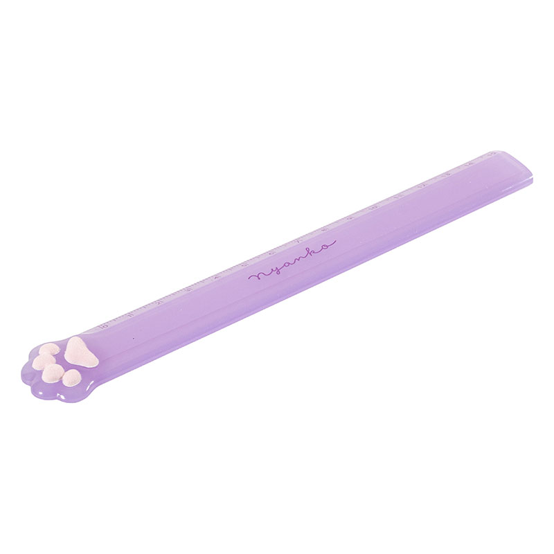 おててコレクション もちもちにゃんこスケール 定規 15cm パープル