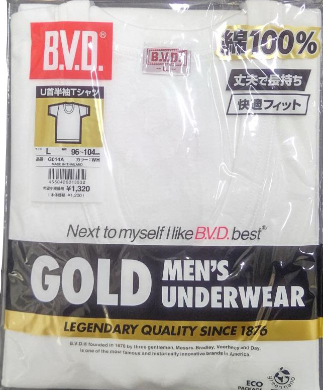 ＢＶＤＵ首半袖Ｔシャツ L ホワイト
