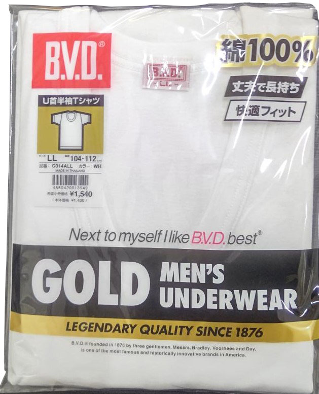 ＢＶＤＵ首半袖Ｔシャツ LL ホワイト