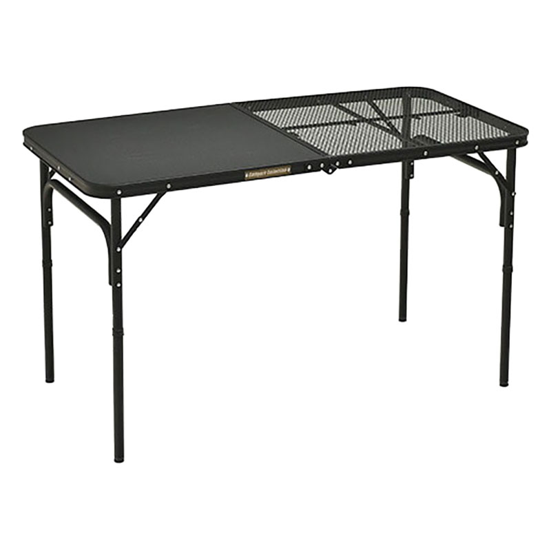 アウトドアテーブル 120×60cm 高さ2段階 タフライト ハーフメッシュテーブル マットブラック