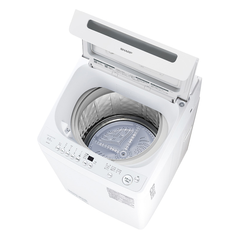 8kg 全自動洗濯機 ES-GV8KW 穴なし槽シリーズ ホワイト系