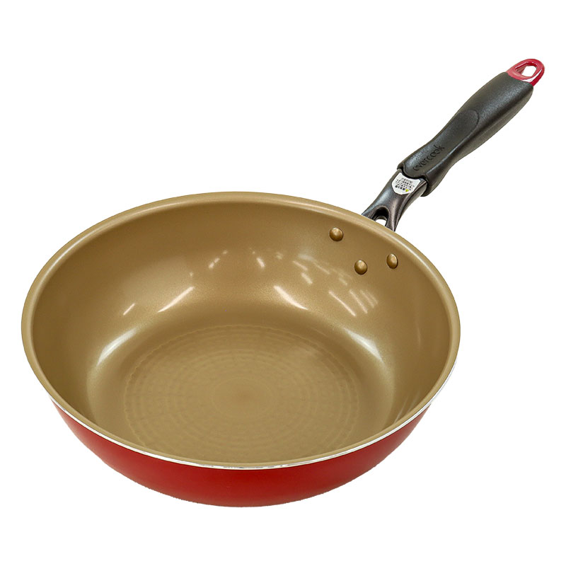 evercook(エバークック)ガス・IH対応 フライパン 28cm 深型 レッド EIDP28RD3