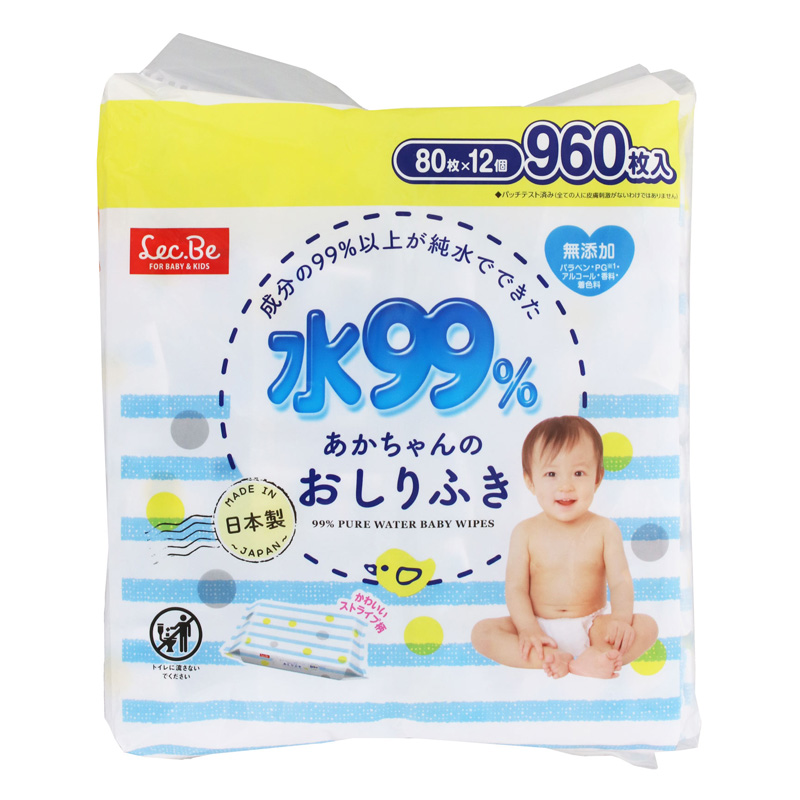 水99%おしりふき12個パック 80枚