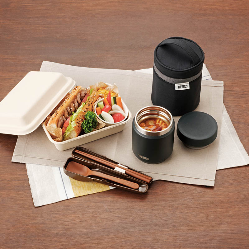真空断熱スープジャー 300ml ブラック(BK) JED-300