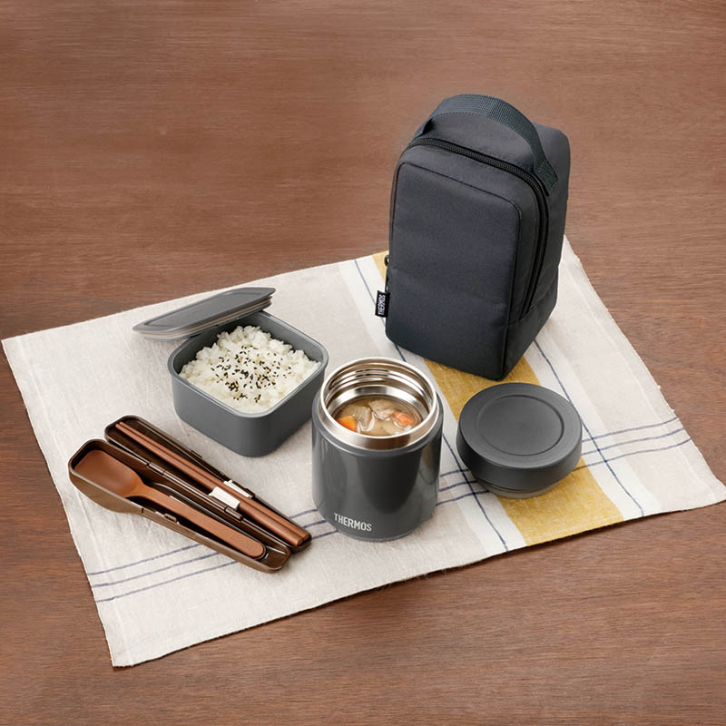 真空断熱スープランチセット 400ml ダークグレー(DGY) JEE-800