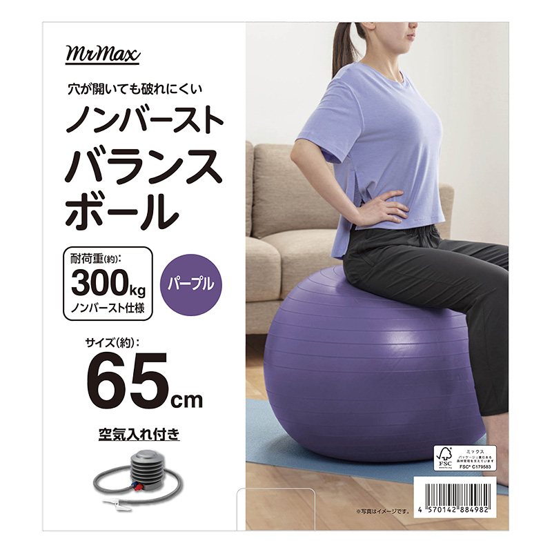 ノンバーストバランスボール 65cm パープル