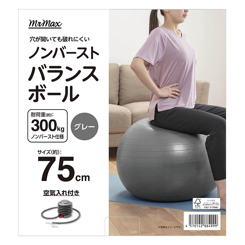 ノンバーストバランスボール 75cm グレー