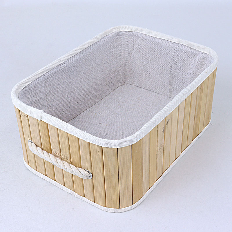 竹製バスケット クォーター 約W19×D26×H12cm