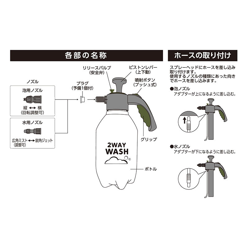 蓄圧式水泡兼用 2Way洗浄ポンプ 大容量 2L