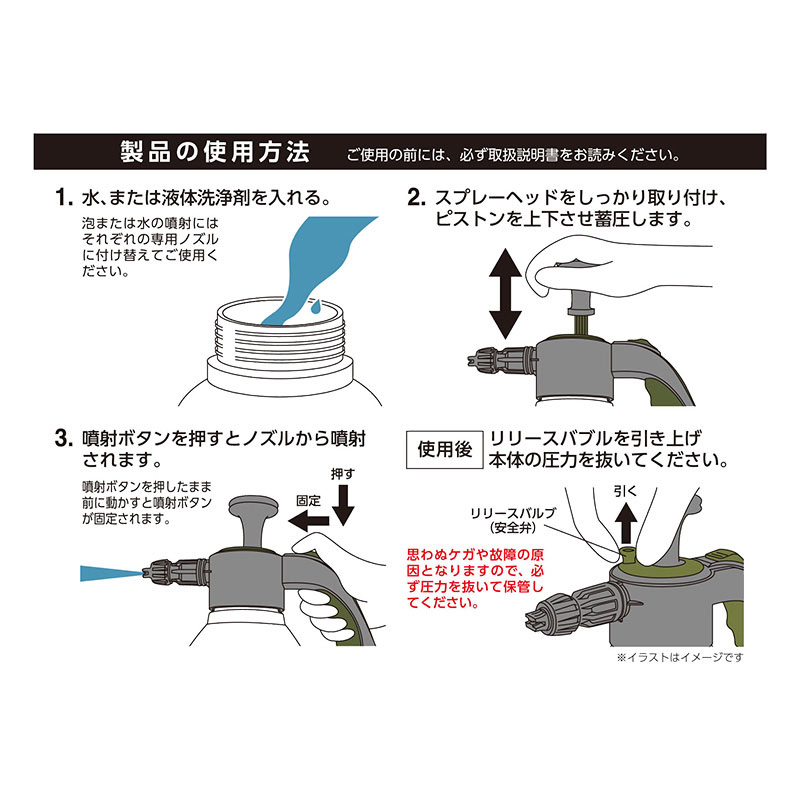 蓄圧式水泡兼用 2Way洗浄ポンプ 大容量 2L
