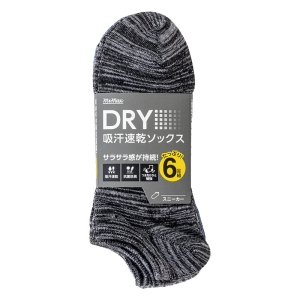 DRY 靴下スニーカー 6Ｐ アソート 25-27