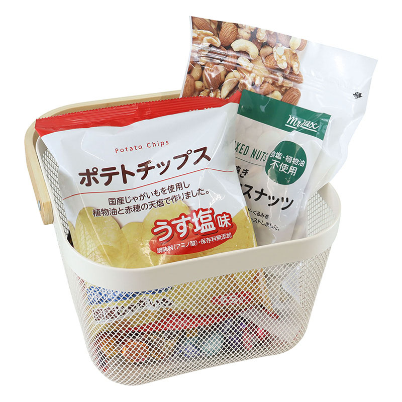 持ち手付きメッシュバスケット レギュラー ホワイト