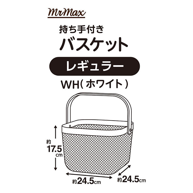 持ち手付きメッシュバスケット レギュラー ホワイト