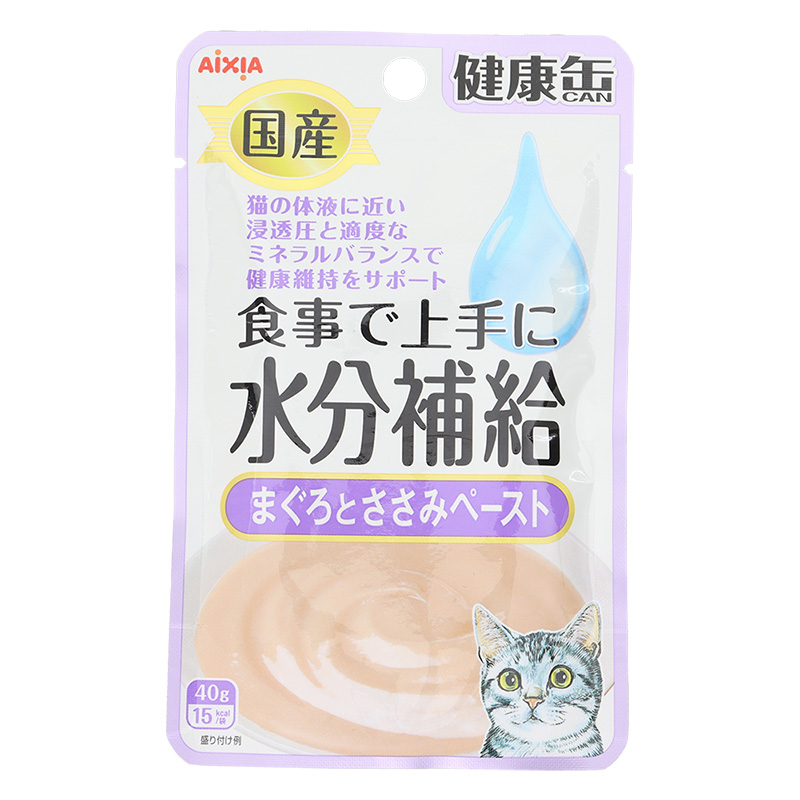 国産 健康缶パウチ 水分補給 まぐろとささみペースト 40g