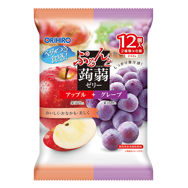 ぷるんと蒟蒻ゼリー パウチ アソート 20g×12個 アップル＋グレープ