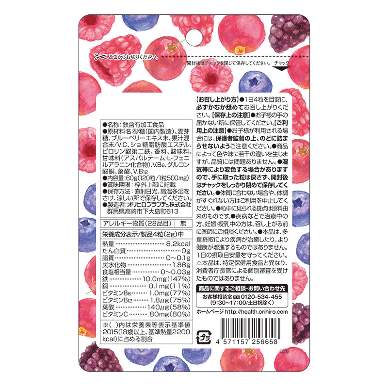 かんでおいしいチュアブルサプリ 鉄＋葉酸 120粒
