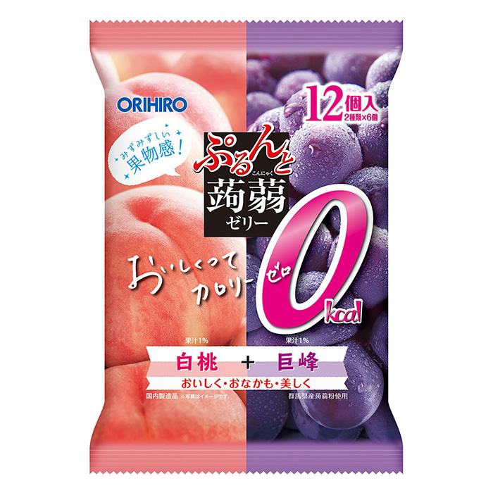 ぷるんと蒟蒻ゼリー パウチ アソート 20g×12個 カロリーゼロ白桃＋巨峰