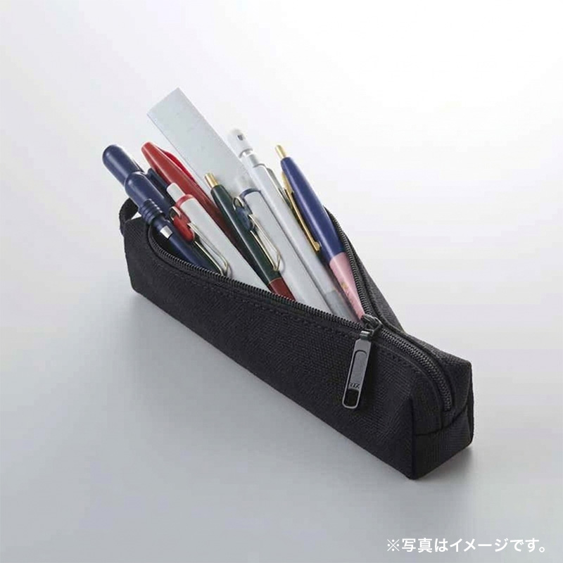帆布 シングルファスナーペンケース ブラック