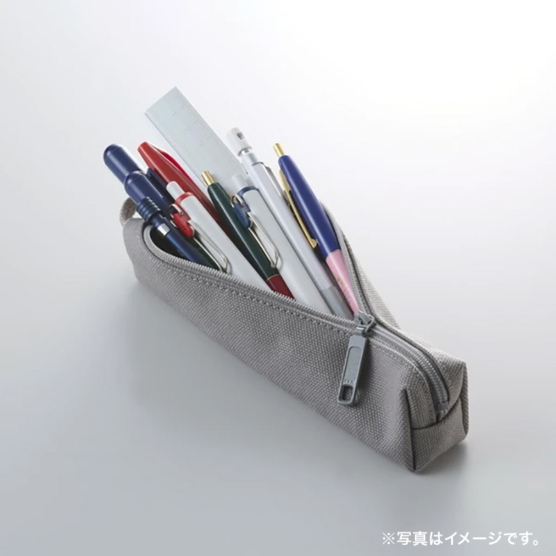 帆布 シングルファスナーペンケース ライトグレー