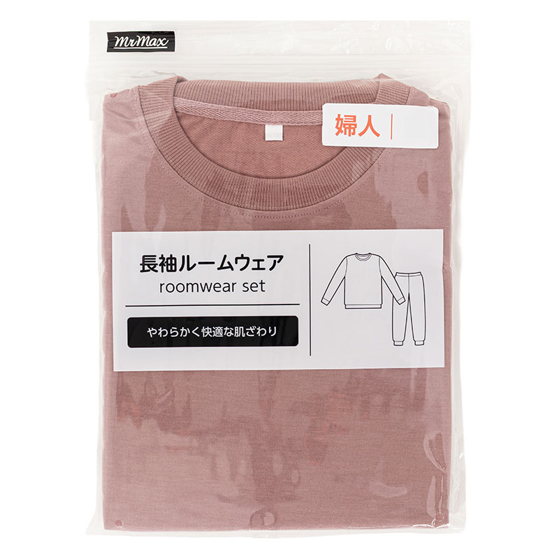 レディース 長袖 ルームウェアセット ピンク