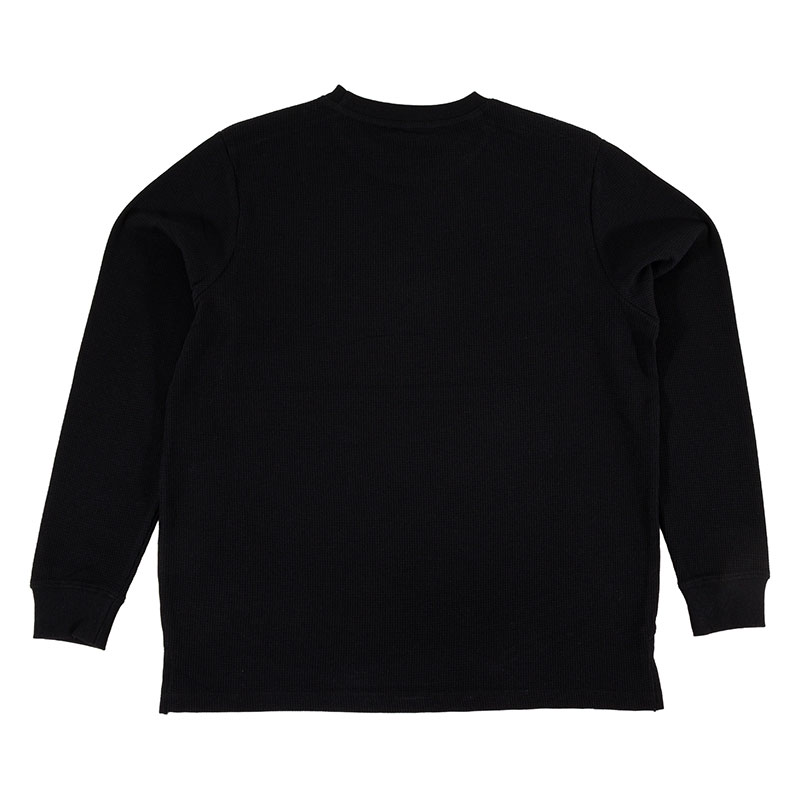 メンズ ワッフルTシャツ 長袖 ブラック