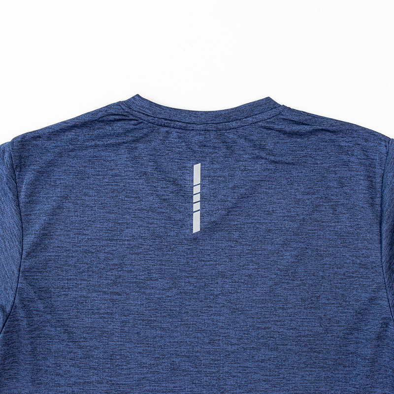 メンズ DRY メッシュTシャツ 丸首 杢ネイビー