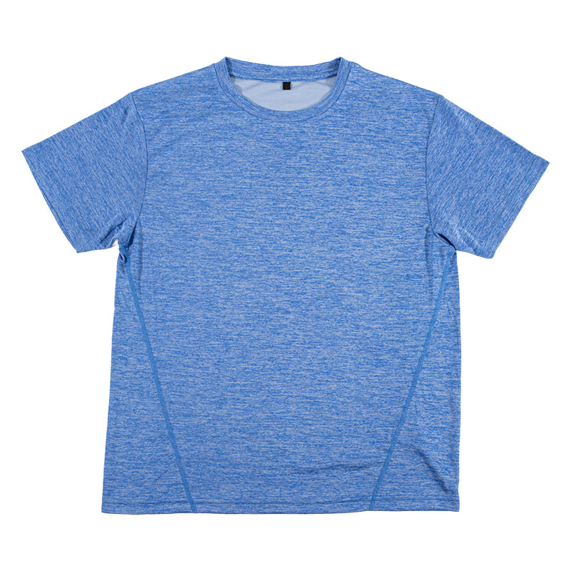 メンズ DRY メッシュTシャツ 丸首 杢サックス
