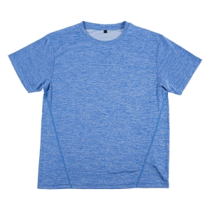 メンズ DRY メッシュTシャツ 丸首 杢サックス