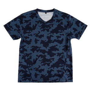 メンズ DRY メッシュTシャツ V首 ネイビー迷彩