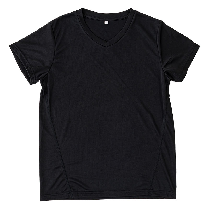 レディース DRYメッシュTシャツ V首 ブラック 3L