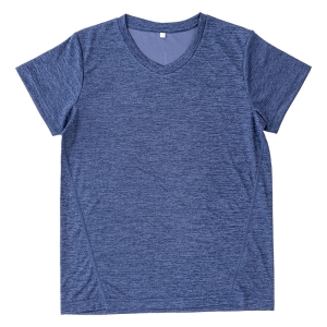 レディース DRYメッシュTシャツ V首 杢ネイビー S