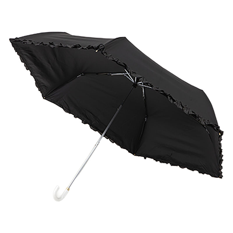 晴雨兼用フリル長傘 55cm ブラック
