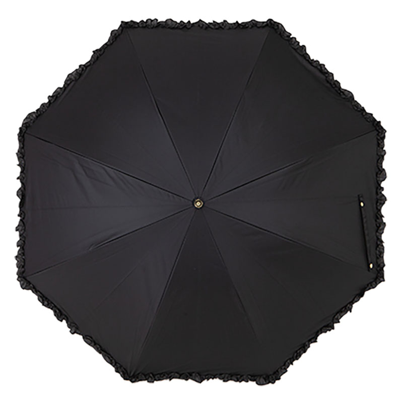 晴雨兼用フリル長傘 55cm ブラック