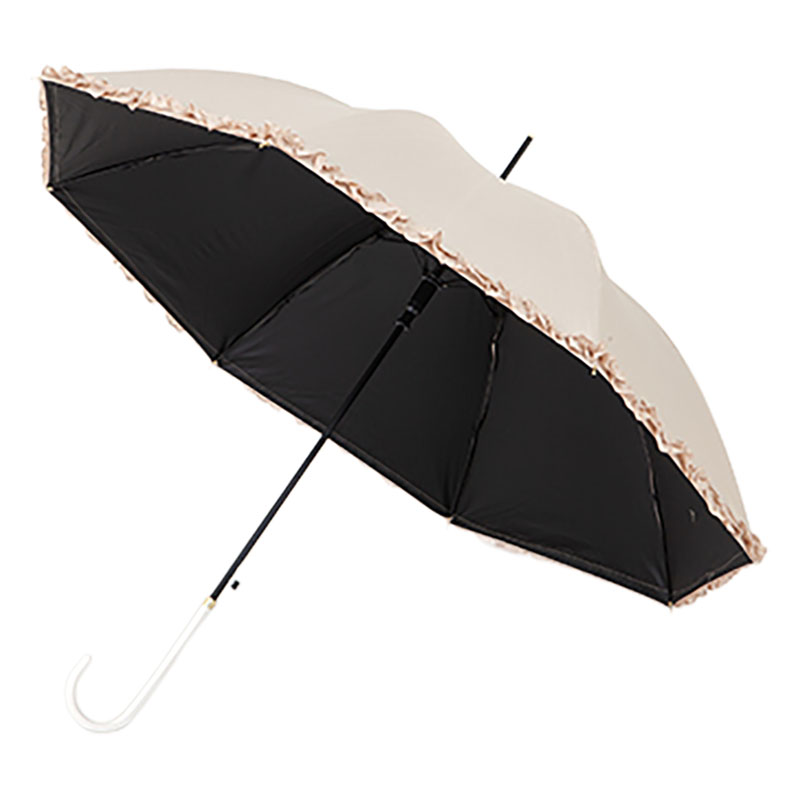 晴雨兼用フリル長傘 55cm ベージュ