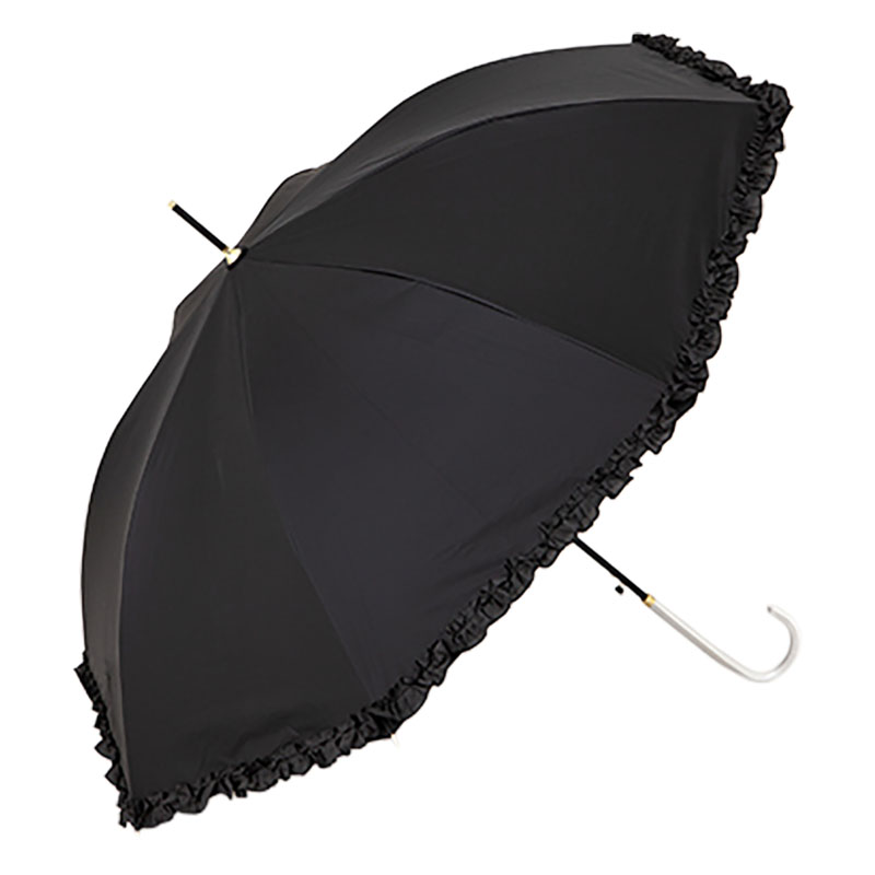 晴雨兼用フリル折傘 55cm ブラック