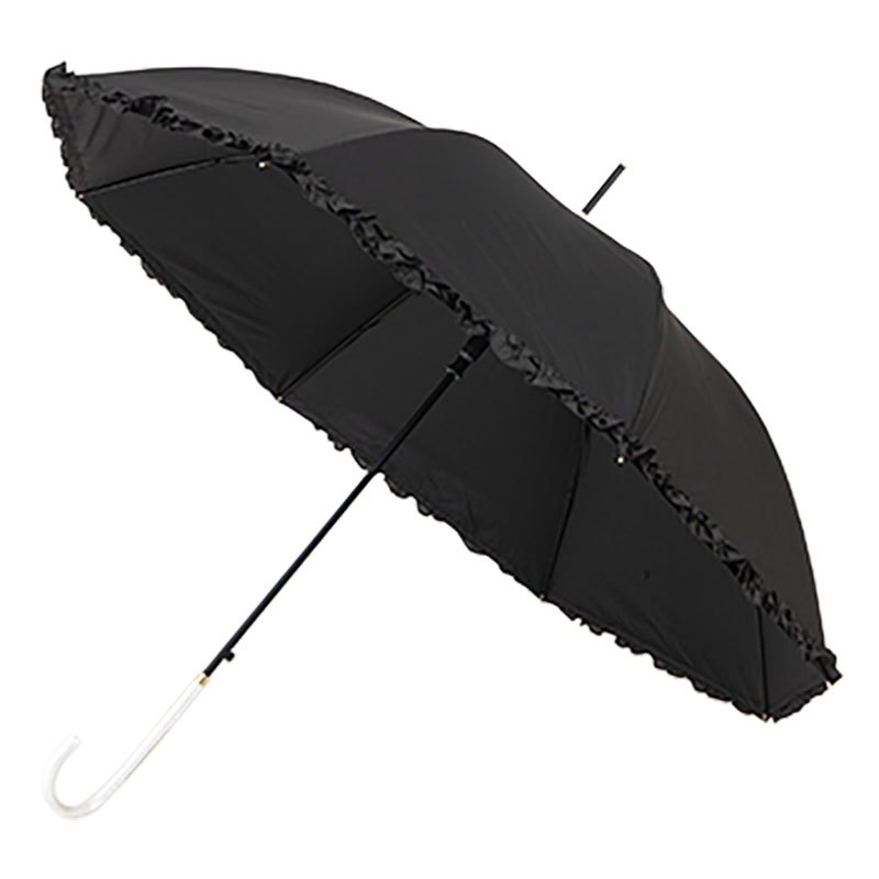 晴雨兼用フリル折傘 55cm ブラック