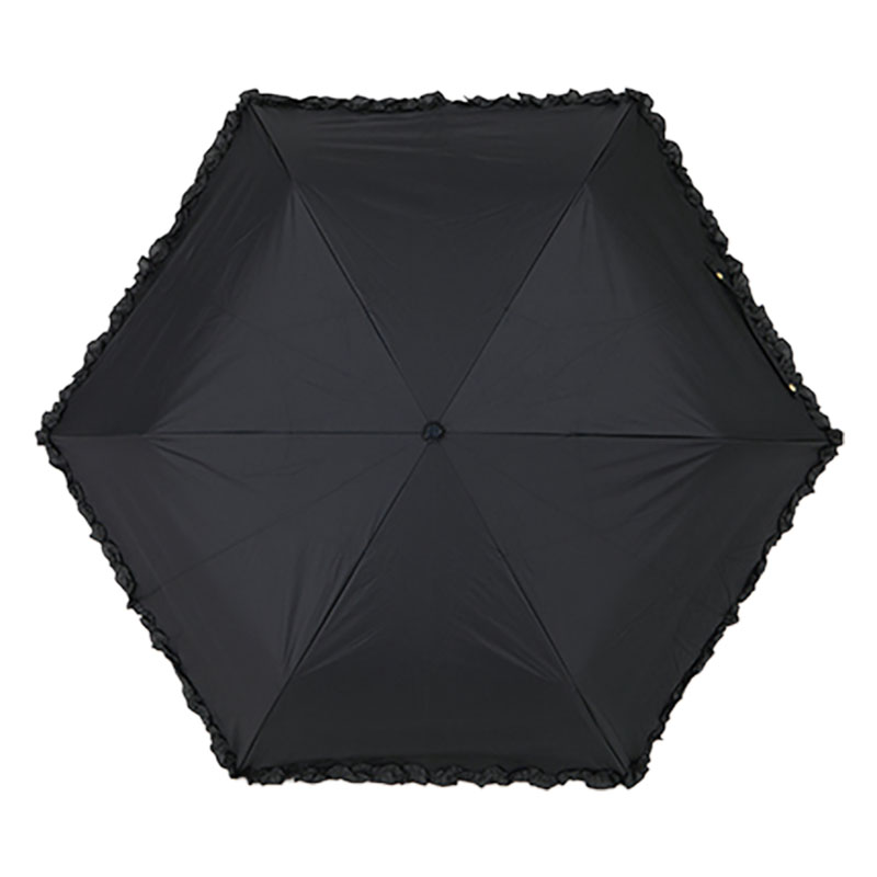 晴雨兼用フリル折傘 55cm ブラック