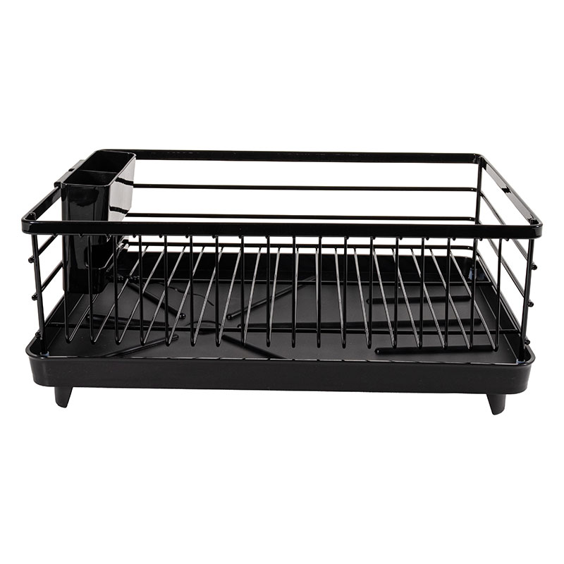 タテにもヨコにも置ける 水切りラック 1段 38.8×27.3×高さ15.5cm ブラック