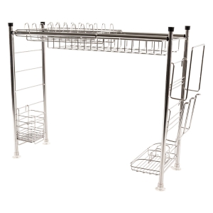 ステンレス 伸縮シンク上ラック 56.7~100.2×19.3×高さ47.2cm 5点セット