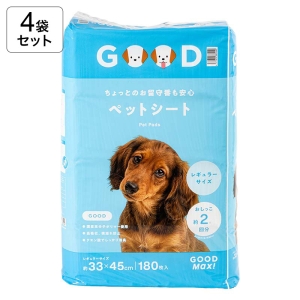 【4袋セット】ちょっとのお留守番も安心 ペットシート レギュラーサイズ 33×45cm 180枚入 4571619885440×4