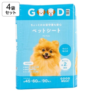 【4袋セット】ちょっとのお留守番も安心 ペットシート ワイドサイズ 45×60cm 90枚入 4571619885457×4