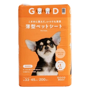 こまめに替えて、いつまでも清潔 薄型ペットシート レギュラーサイズ 33×45cm 200枚入
