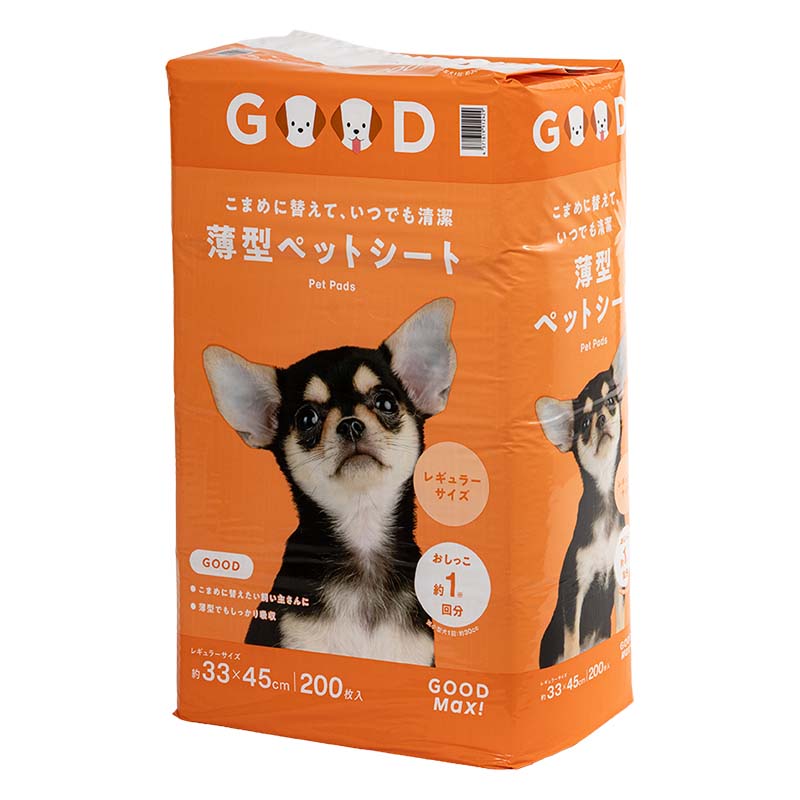 【4袋セット】こまめに替えて、いつまでも清潔 薄型ペットシート レギュラーサイズ 33×45cm 200枚入 4571619912429×4